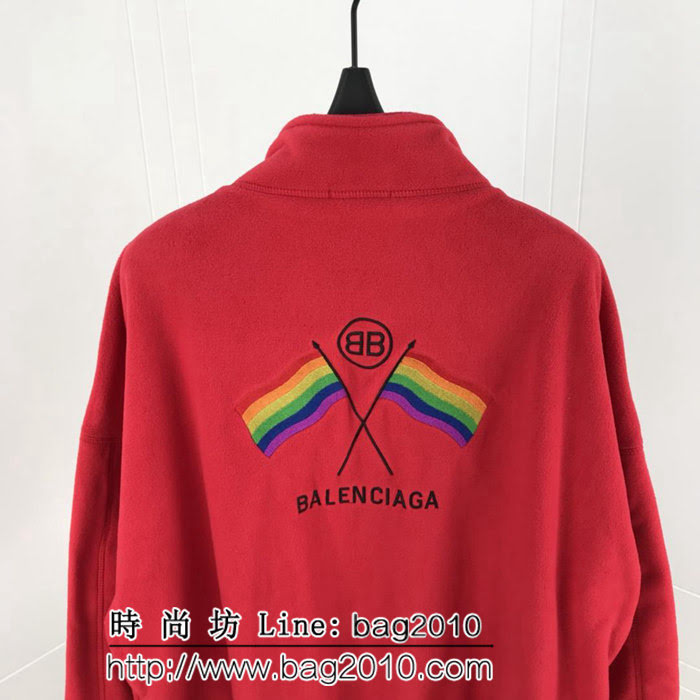 BALENCIAGA巴黎世家 19年新款 背後彩虹國旗 遙粒絨布絨面料 OS寬鬆版 夾克外套衫 男女同款 ydi2593